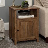 AF18CRASTRO 18 Grooved Door Side Table - Reclaimed Barnwood-1