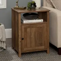 AF18CRASTRO 18 Grooved Door Side Table - Reclaimed Barnwood