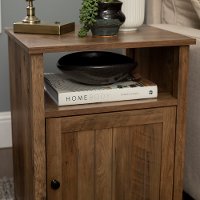 AF18CRASTRO 18 Grooved Door Side Table - Reclaimed Barnwood-2