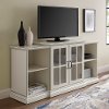 W60TERAWH Antique White 60 Inch Classic 2-Door Tiered TV Stand -