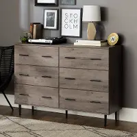 BU52SV6DGW Modern Wood 6-Drawer Chest - Grey Wash