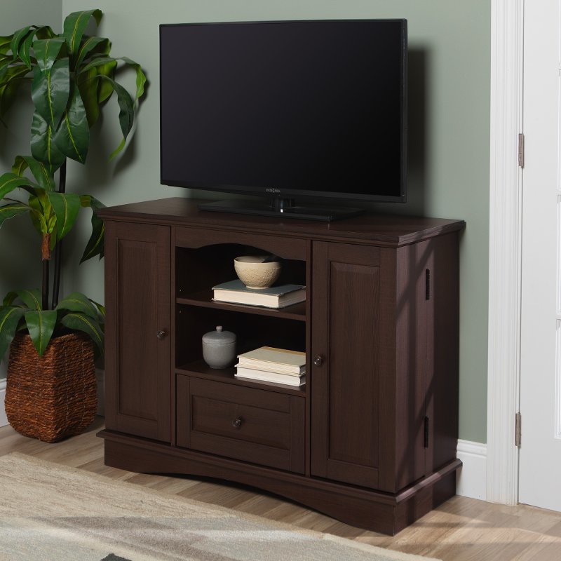 Wood 42" TV Stand Entertainment Espresso Furniture Center Organizer Living Room