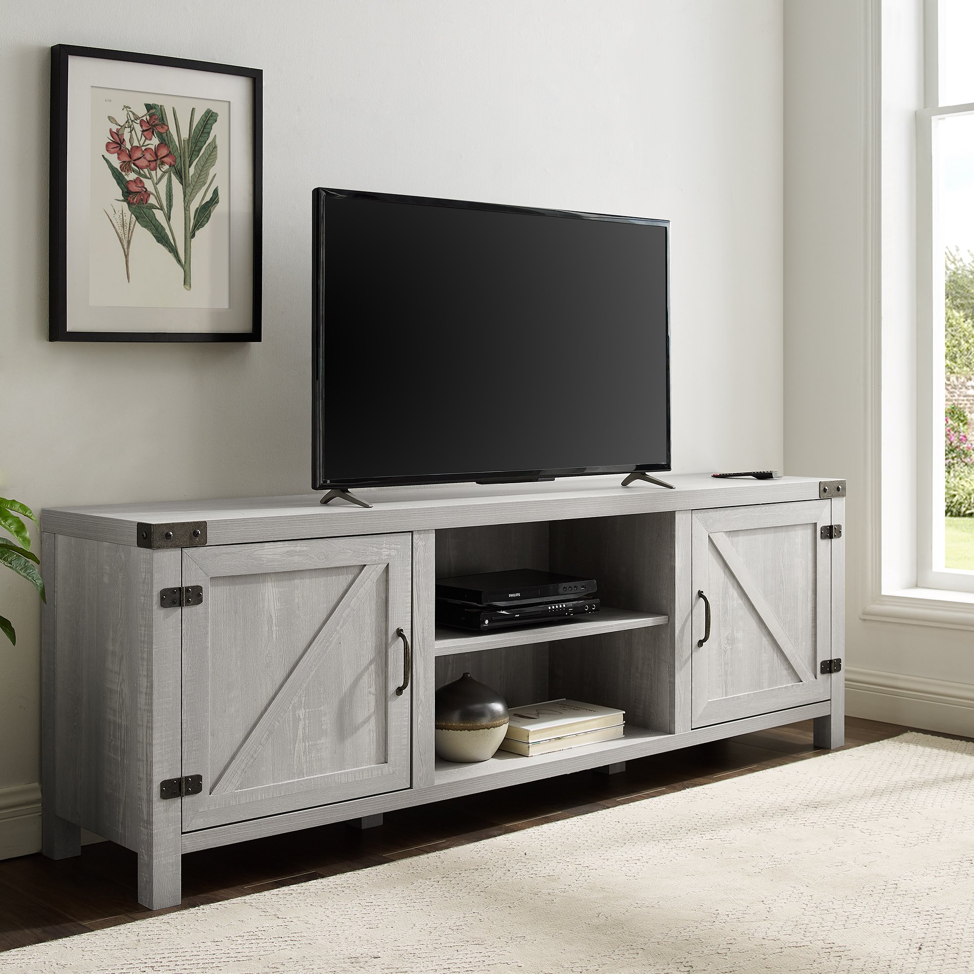 W70BDSDST Gray 70 Inch TV Stand - Barn Door-1