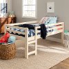 Contemporary White Solid Pine Twin Low Loft Bed - Amelia