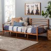 Mid Century Light Brown Spindle Low Twin Daybed - Sea Shell