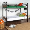 Industrial Wood and Black Metal Twin-Over-Twin Bunk Bed - Geranium