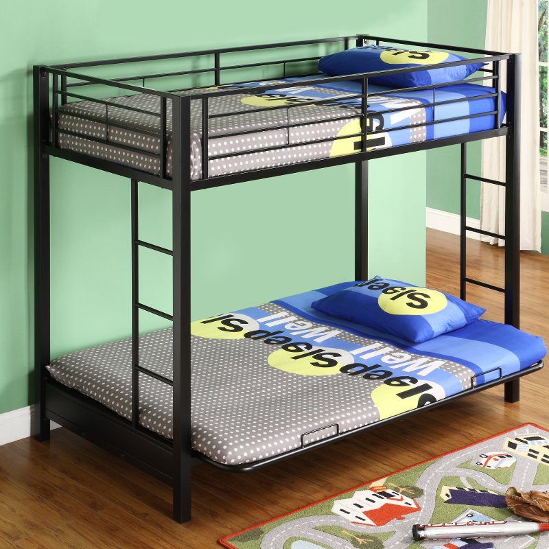 Black Metal Twin Over Full Bunk Bed, Twin Over Full Futon Bunk Bed