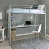 Contemporary Gray Twin Loft Bed with Workstation - Zinnia