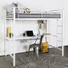 Contemporary White Twin Loft Bed with Workstation - Zinnia