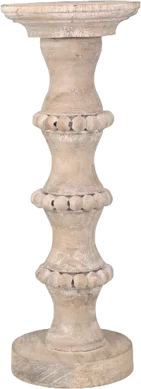 15 Inch Wooden Banded Bead Candle Holder