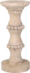 11 Inch Wooden Banded Bead Candle Holder