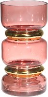 10 Inch Pink Glass Edged Vase with Gold Belt