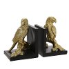 9 Inch Gold and Black Parrot Bookend Pair