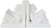 7 Inch White Ceramic Reading Monkey Bookend Pair