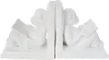 7 Inch White Ceramic Reading Monkey Bookend Pair