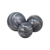 5 Inch Beige, Blue and Gray Metal Orb