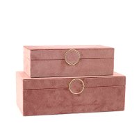 10 Inch Blush Pink Velvet Wood Jewelry Box