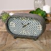 Oval Dark Brown Metal Tabletop Clock