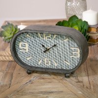 Oval Dark Brown Metal Tabletop Clock