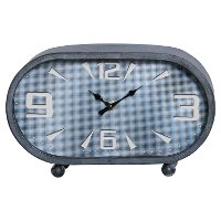 Oval Dark Brown Metal Tabletop Clock-2