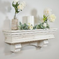 36 Inch Distressed White Wood Shelf