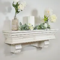 36 Inch Distressed White Wood Shelf