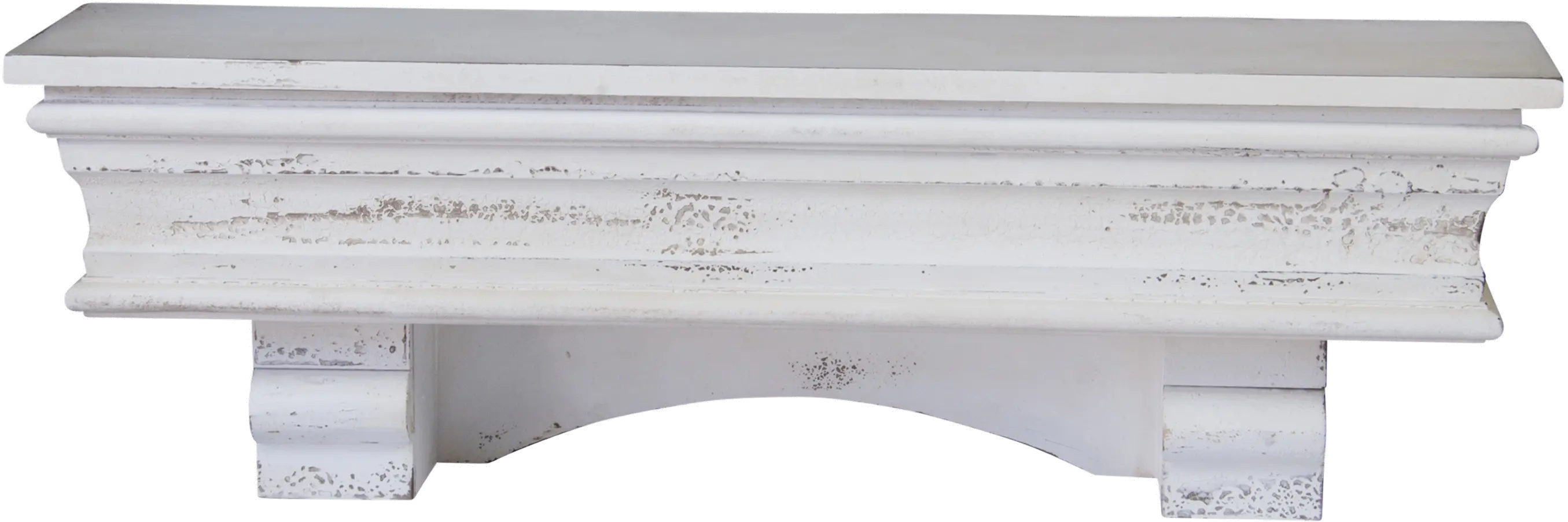 36 Inch Distressed White Wood Shelf-2