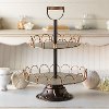 Scalloped Metal Round Two Tier Tray