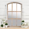Wood and Metal Window Pane Mirror with Arched Top