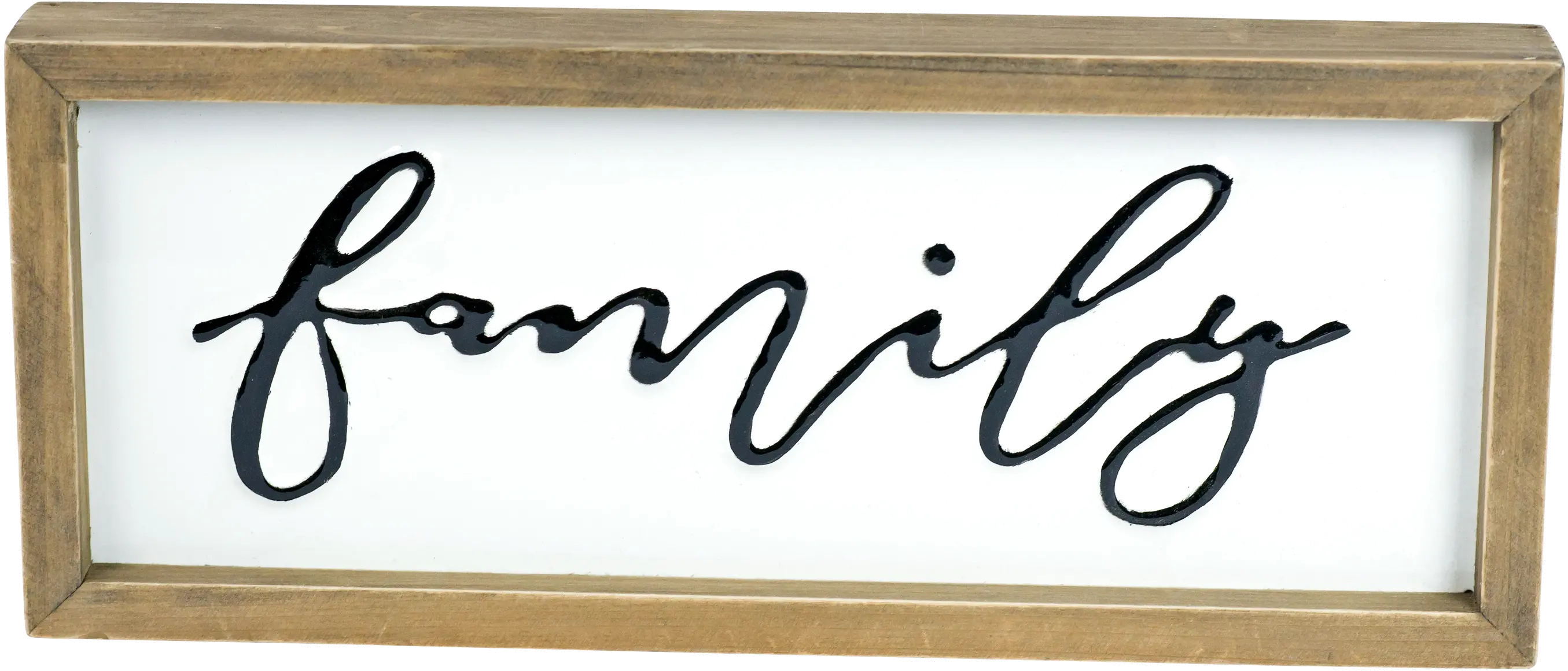 White, Black and Light Brown Family Metal and Wood Sign-2