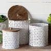 8 Inch White Metal Canister with Lid