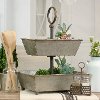 9 Inch Galvanized Metal and Black Two Tier Tray