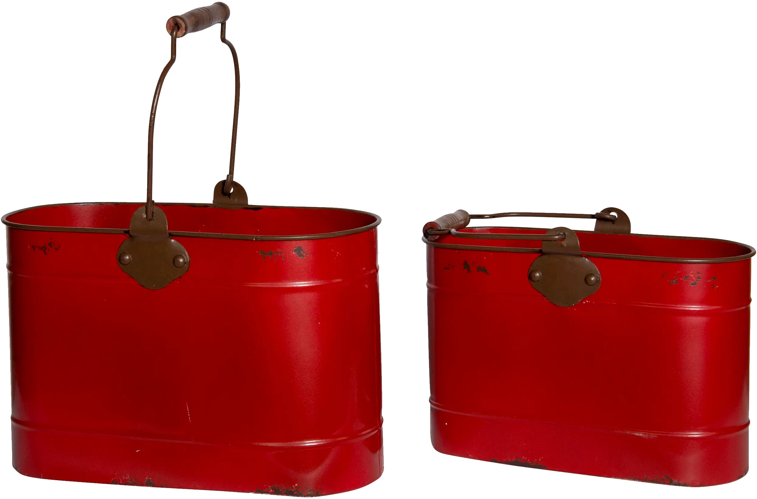 8 Inch Red Metal Bucket with Handle-2