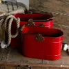 Clearance 8 Inch Red Metal Bucket with Handle