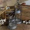 15 Inch Metal and Glass Candle Holder