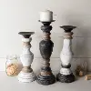 12 Inch Distressed Black and Brown Candle Holder