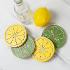 Yellow and Green Wood Lemonade Coasters - Set of 4