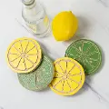 Yellow and Green Wood Lemonade Coasters - Set of 4