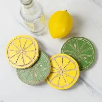 Yellow and Green Wood Lemonade Coasters - Set of 4