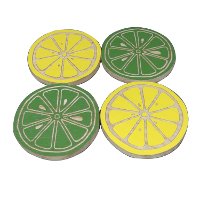Yellow and Green Wood Lemonade Coasters - Set of 4-2