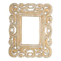 Carved Wood and White Wash Scroll Detail 5x7 Picture Frame-2