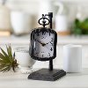 Black Metal Tabletop Clock On Stand