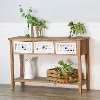 Wooden Storage Sofa Table with Basket Weave Detailing