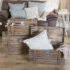 23 Inch Brown Wooden Storage Trunk