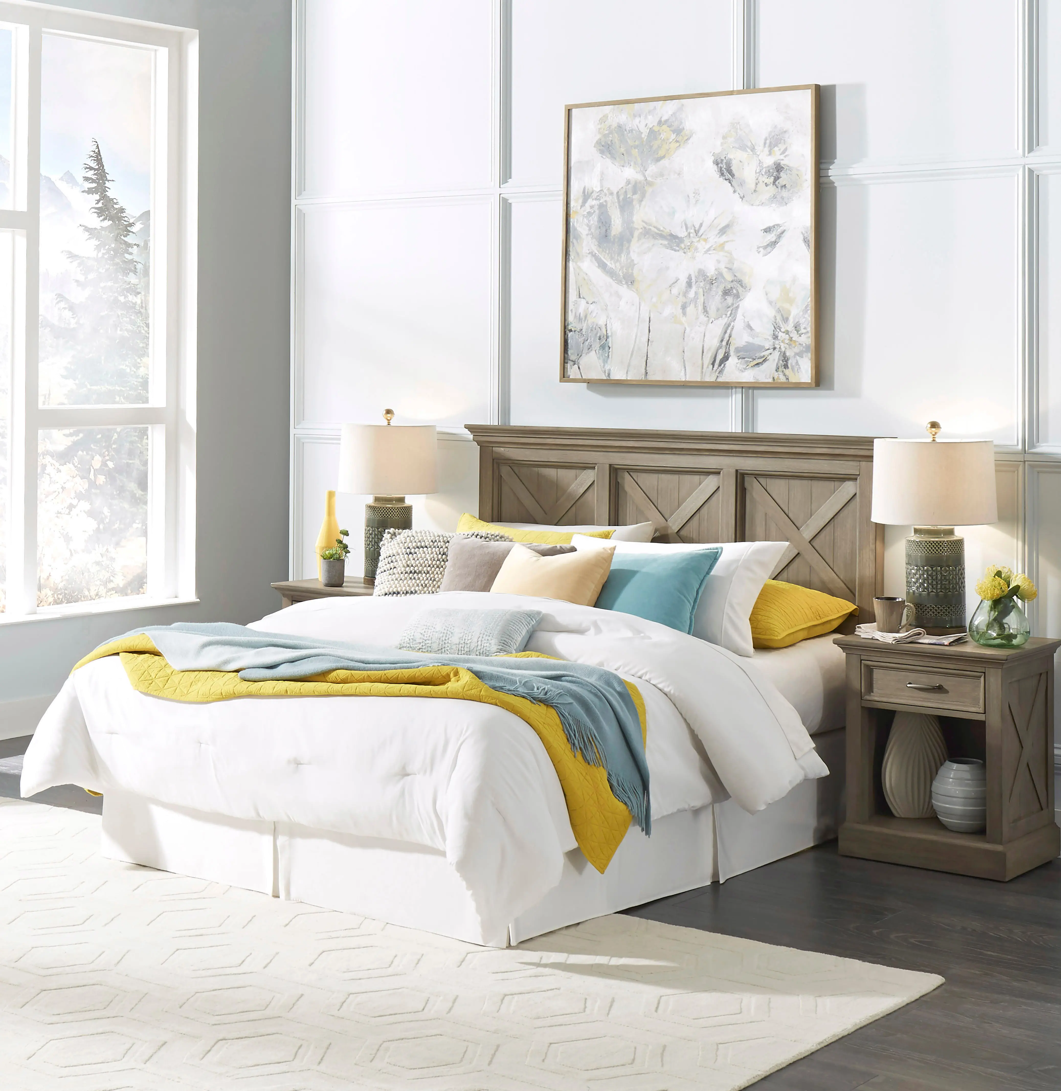 Rustic Gray King Headboard and Nightstand - Mountain Lodge-1