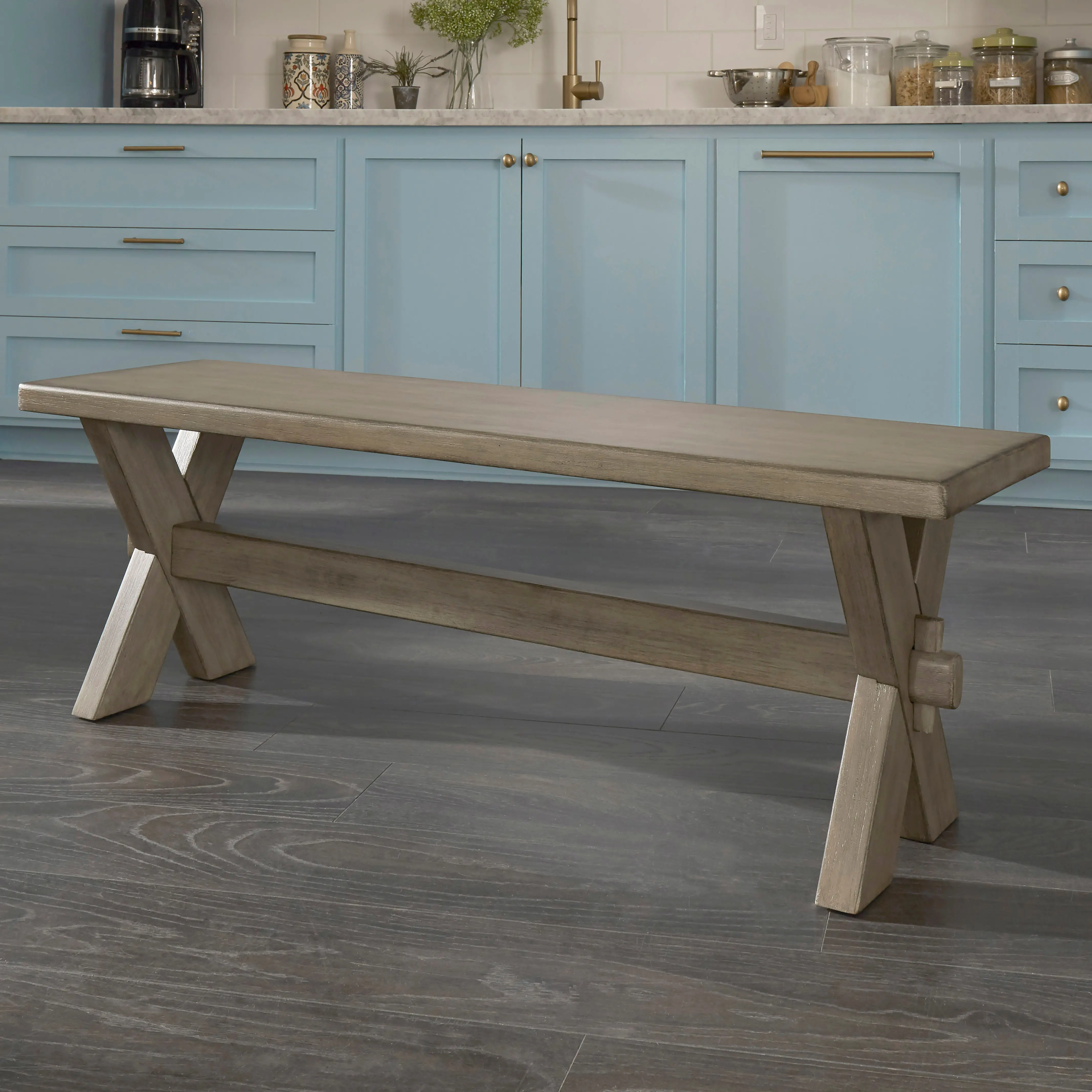Rustic Lodge Gray Dining Room Bench - Mountain Lodge-1