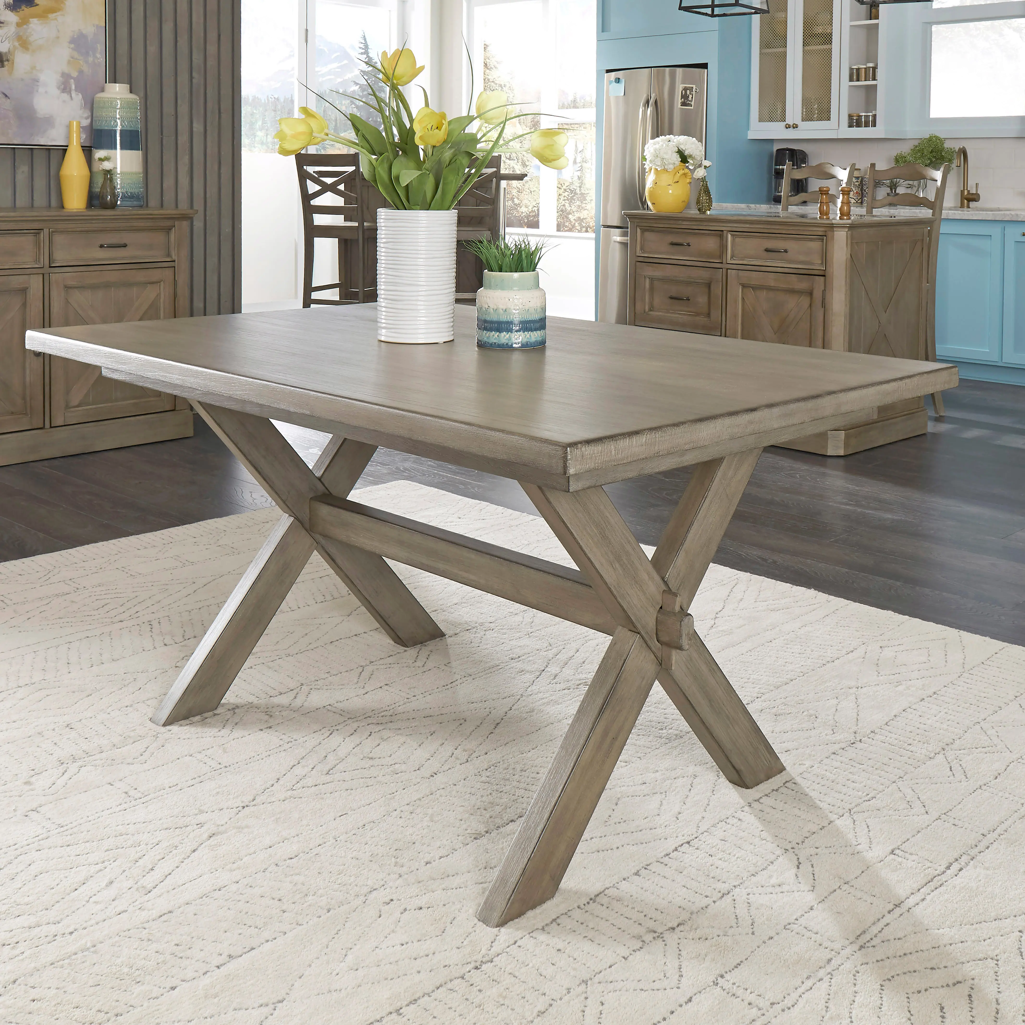 Rustic Gray Dining Room Table - Mountain Lodge-1
