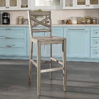 Rustic Gray X Back Bar Stool - Mountain Lodge