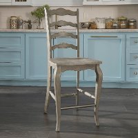 Rustic Gray Ladder Back Bar Stool - Mountain Lodge