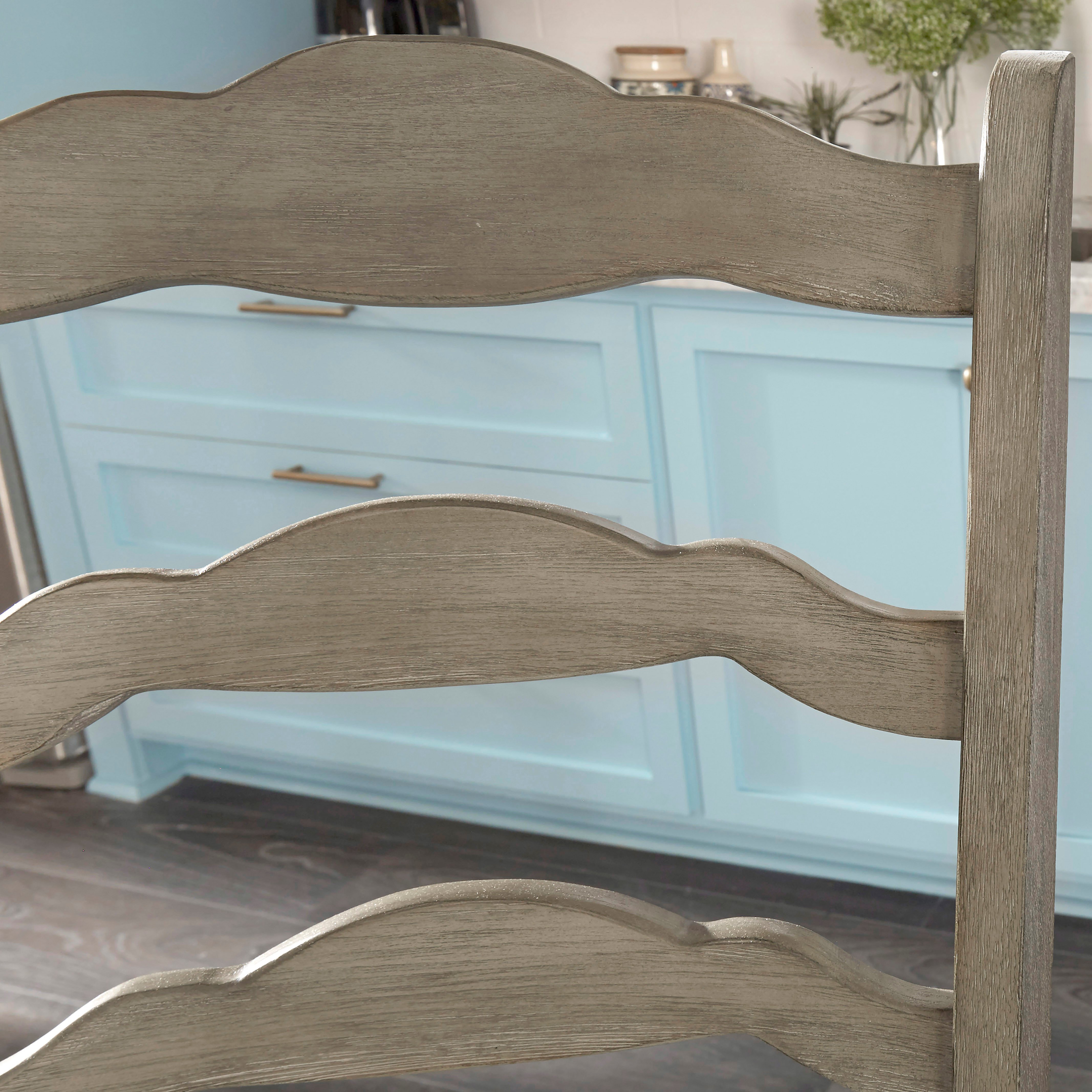 Rustic Gray Ladder Back Bar Stool - Mountain Lodge-2